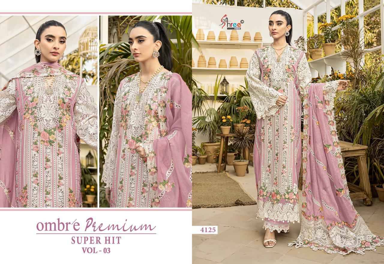 OMBRE PREMIUM SUPER HIT VOL-3 By Shree Fab 4125 to 4128 Series Beautiful Pakistani Suits Colorful Stylish Fancy Casual Wear & Ethnic Wear Pure Cotton Print Dresses At Wholesale Price